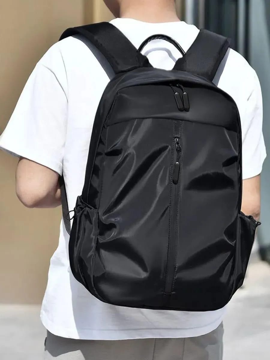 Premium Waterproof Nylon Casual Backpack – Minimalist Unisex Travel & School Shoulder Bag for Boys, Girls & College Students