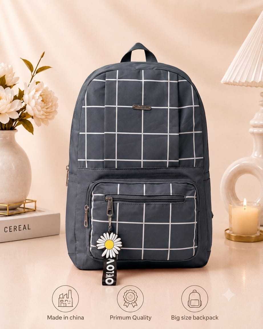 Premium Grid Design Backpack for Students | Lightweight School & College Bag