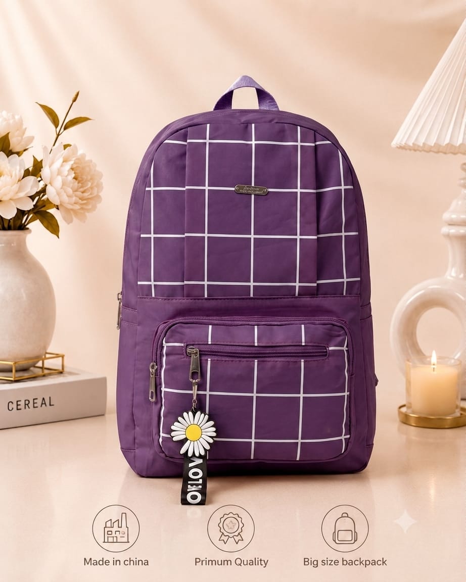 Premium Grid Design Backpack for Students | Lightweight School & College Bag