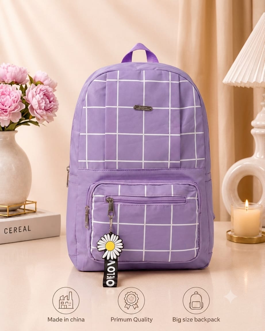 Premium Grid Design Backpack for Students | Lightweight School & College Bag