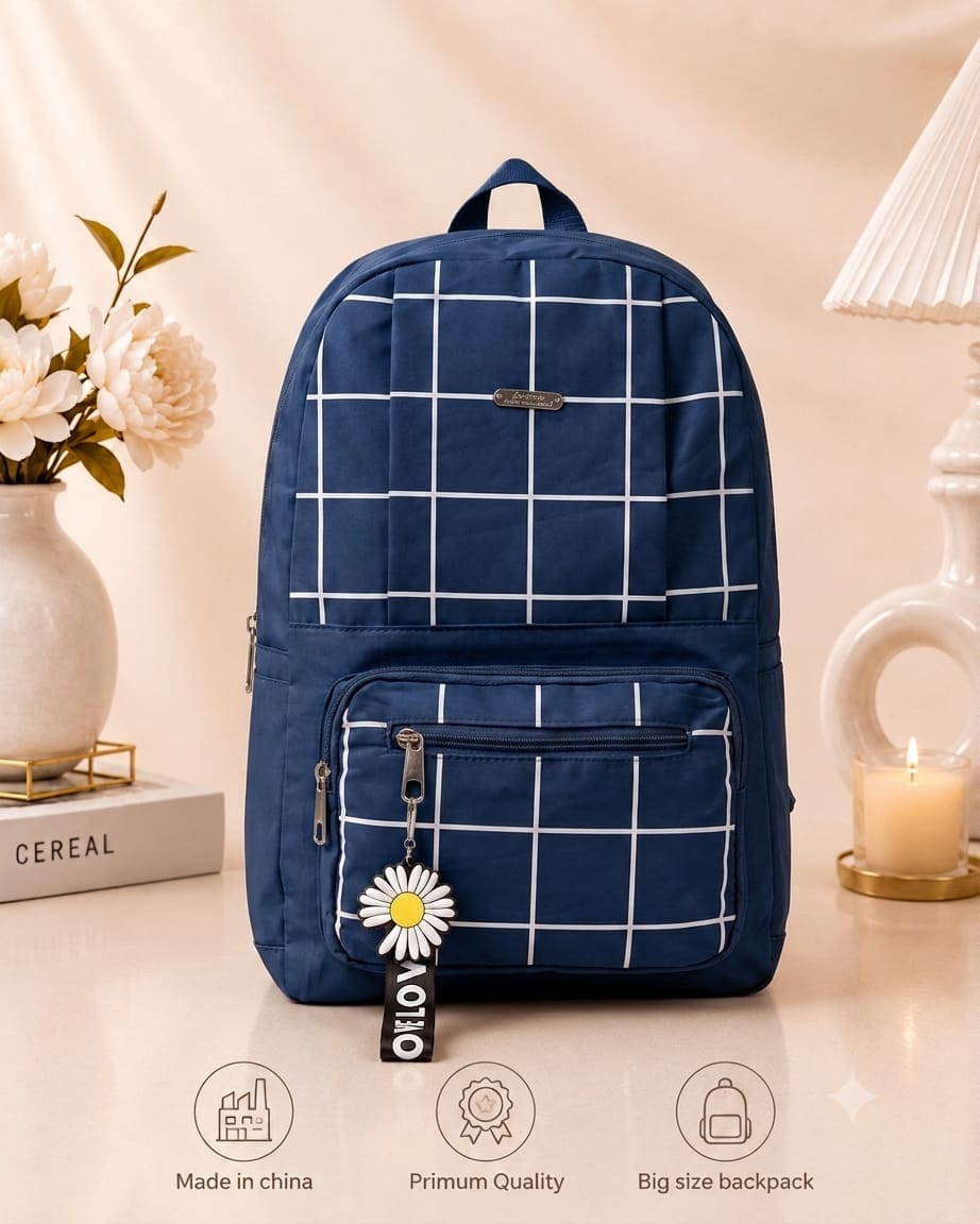 Premium Grid Design Backpack for Students | Lightweight School & College Bag