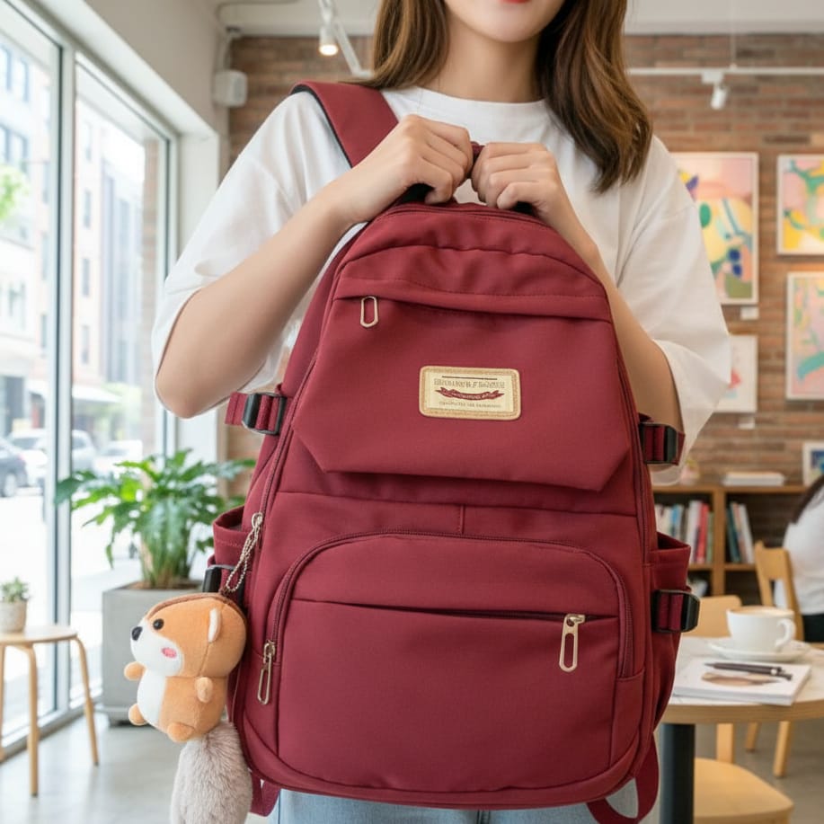 Korean Style School Bag | Large Capacity Nylon Backpack | Teenagers Girls Laptop Work School