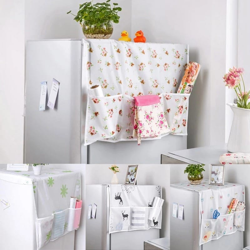 Anti-dust Waterproof Oil-proof Fridge Cover | Protective Refrigerator Top Cover | Random Design